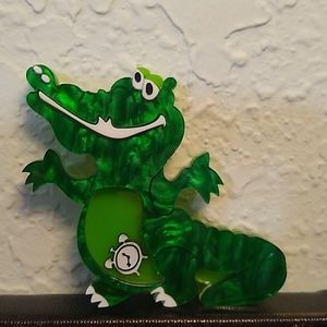 Tick-Tock Crocodile "Clarice" Brooch